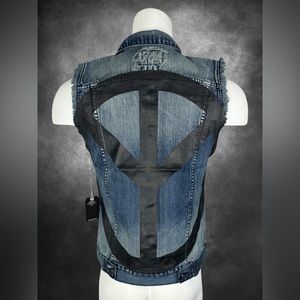 Kill City Biker Punk Rock Stud Denim Trucker Vest Jacket
